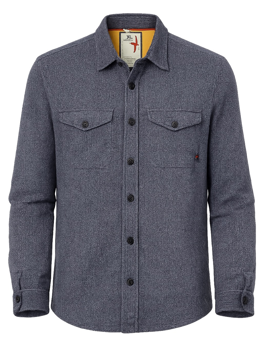 Relwen Textured Knit Button Front Shirt Jacket XL Gray Blue Utility Overshirt
